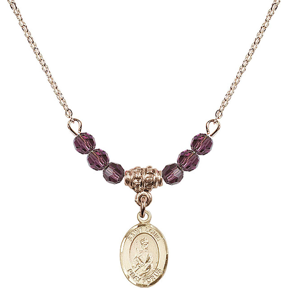 14kt Gold Filled Saint Louis Birthstone Necklace with Amethyst Beads - 9081