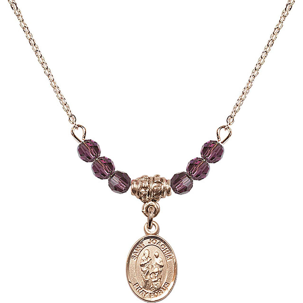 14kt Gold Filled Saint Joachim Birthstone Necklace with Amethyst Beads - 9348