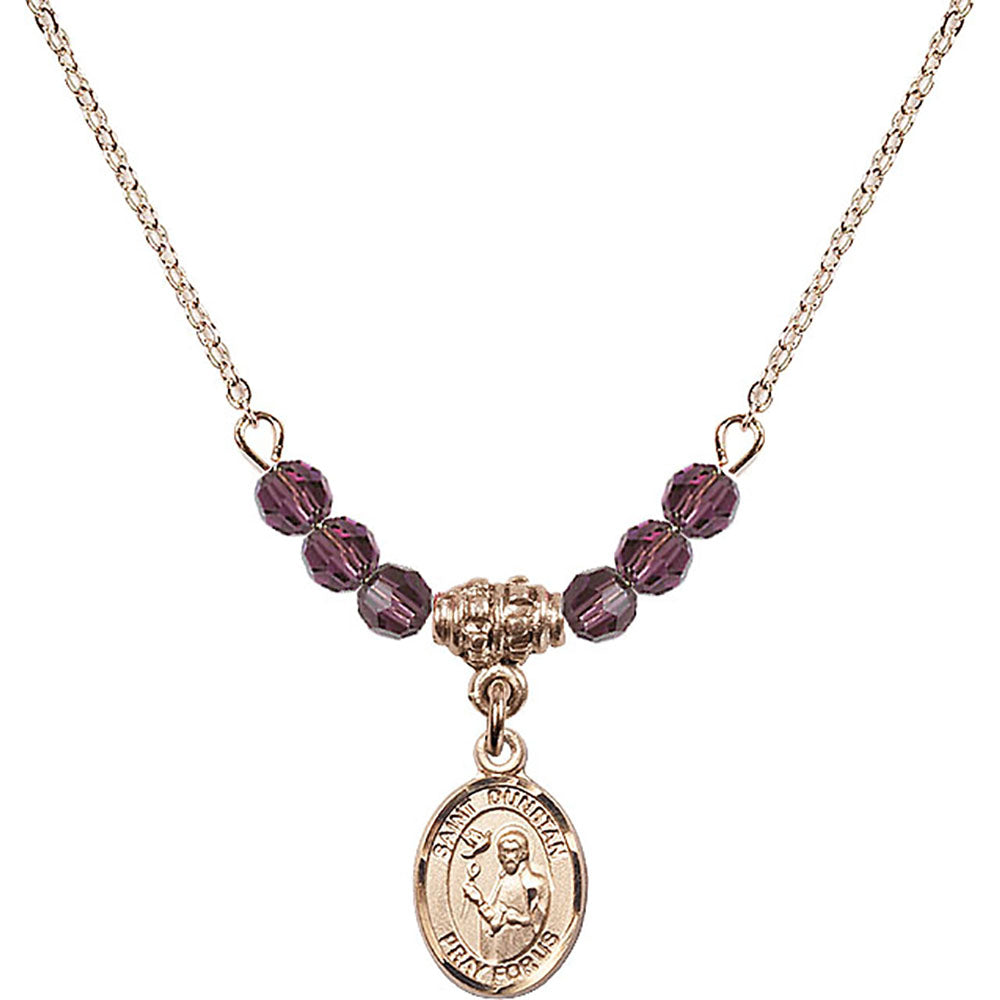 14kt Gold Filled Saint Dunstan Birthstone Necklace with Amethyst Beads - 9355