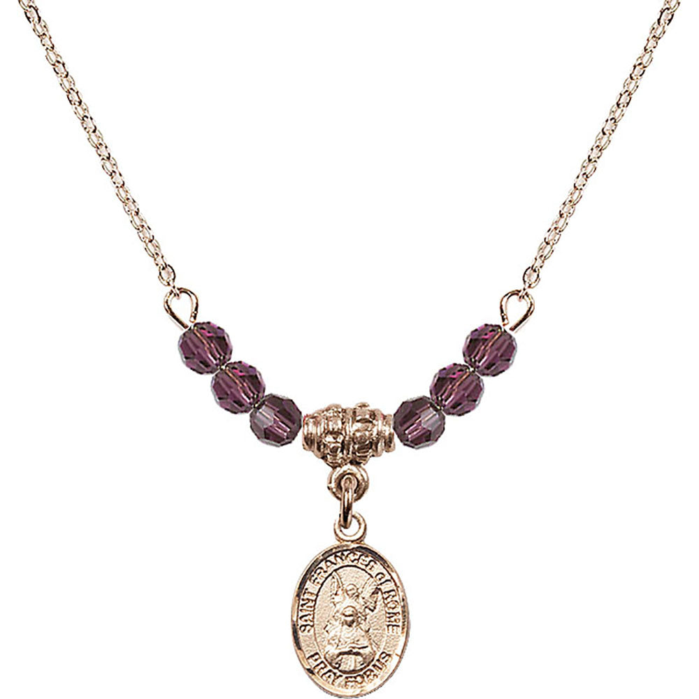 14kt Gold Filled Saint Frances of Rome Birthstone Necklace with Amethyst Beads - 9365