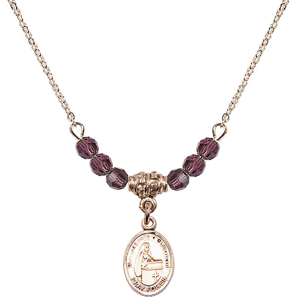 14kt Gold Filled Blessed Emilee Doultremont Birthstone Necklace with Amethyst Beads - 9390