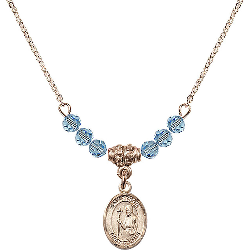 14kt Gold Filled Saint Regis Birthstone Necklace with Aqua Beads - 9380