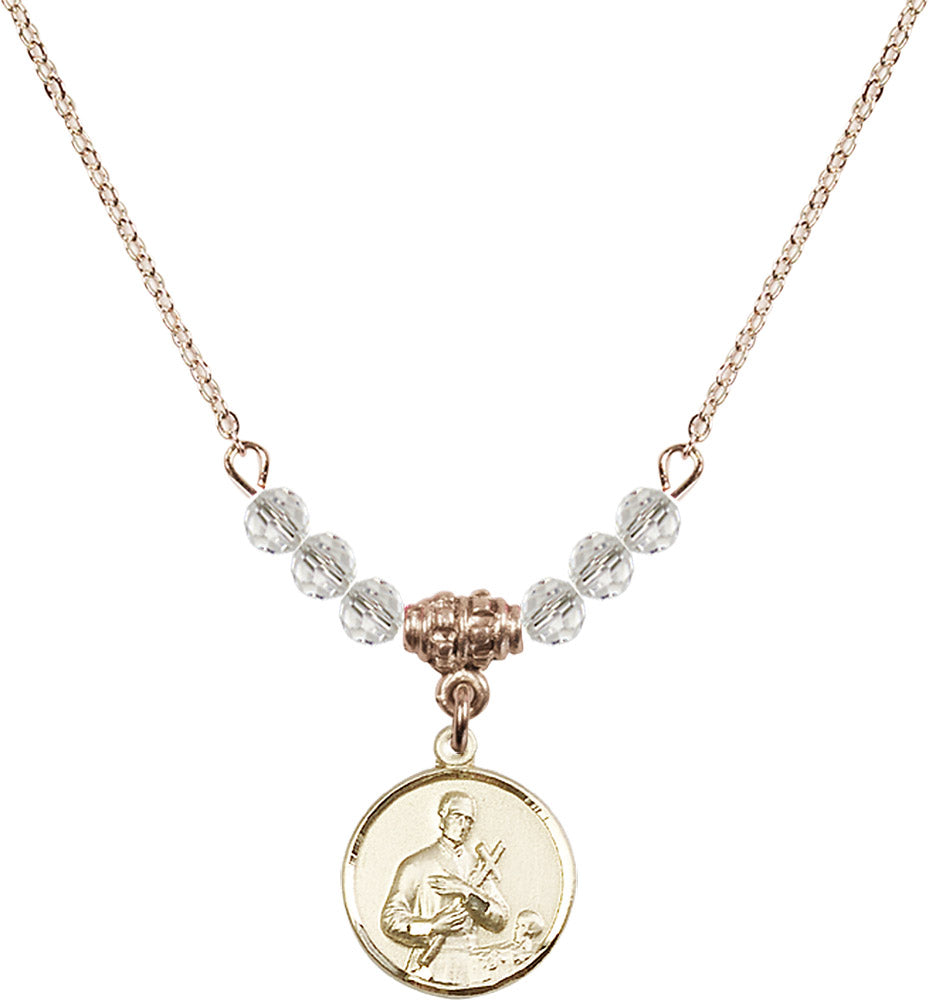 14kt Gold Filled Saint Gerard Birthstone Necklace with Crystal Beads - 0601