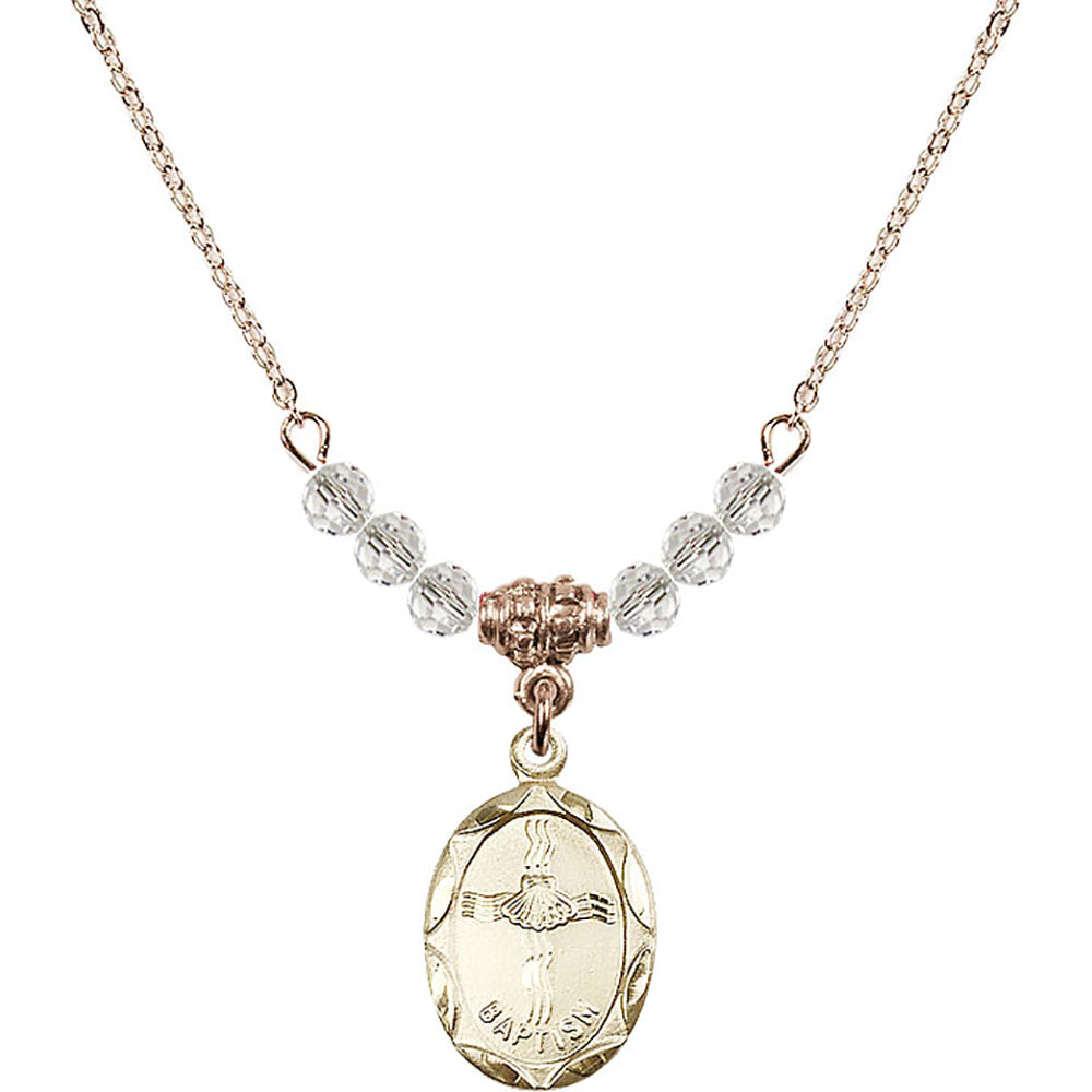 14kt Gold Filled Baptism Birthstone Necklace with Crystal Beads - 0612