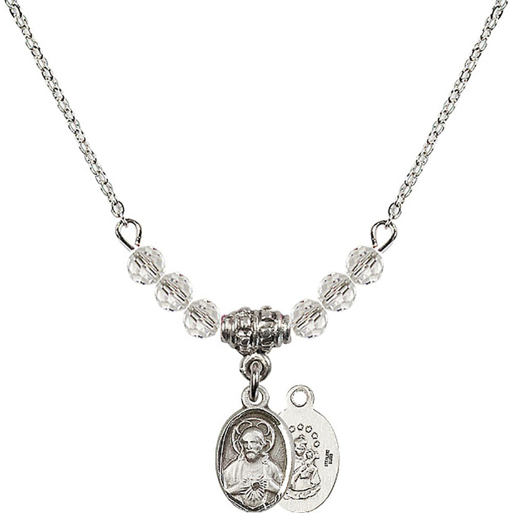 Sterling Silver Scapular Birthstone Necklace with Crystal Beads - 0702