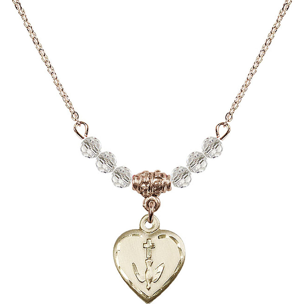 14kt Gold Filled Heart / Confirmation Birthstone Necklace with Crystal Beads - 0891