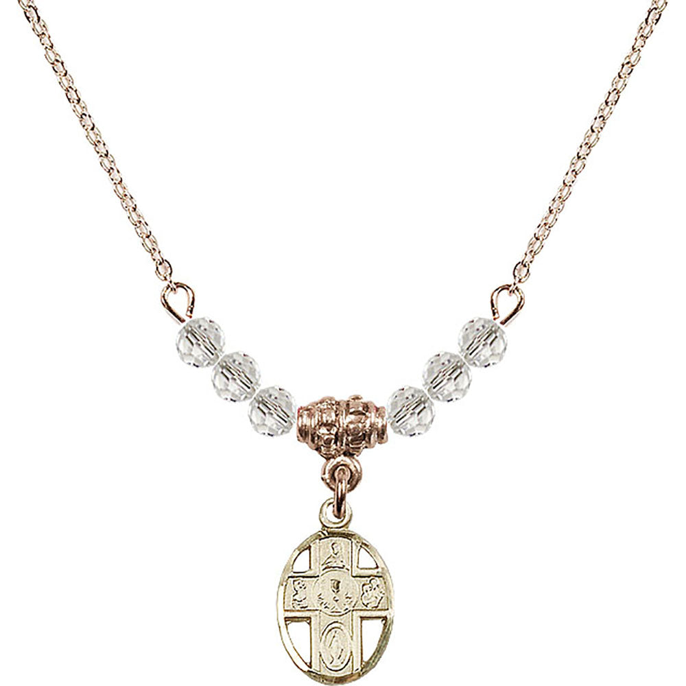 14kt Gold Filled 5-Way / Chalice Birthstone Necklace with Crystal Beads - 0979