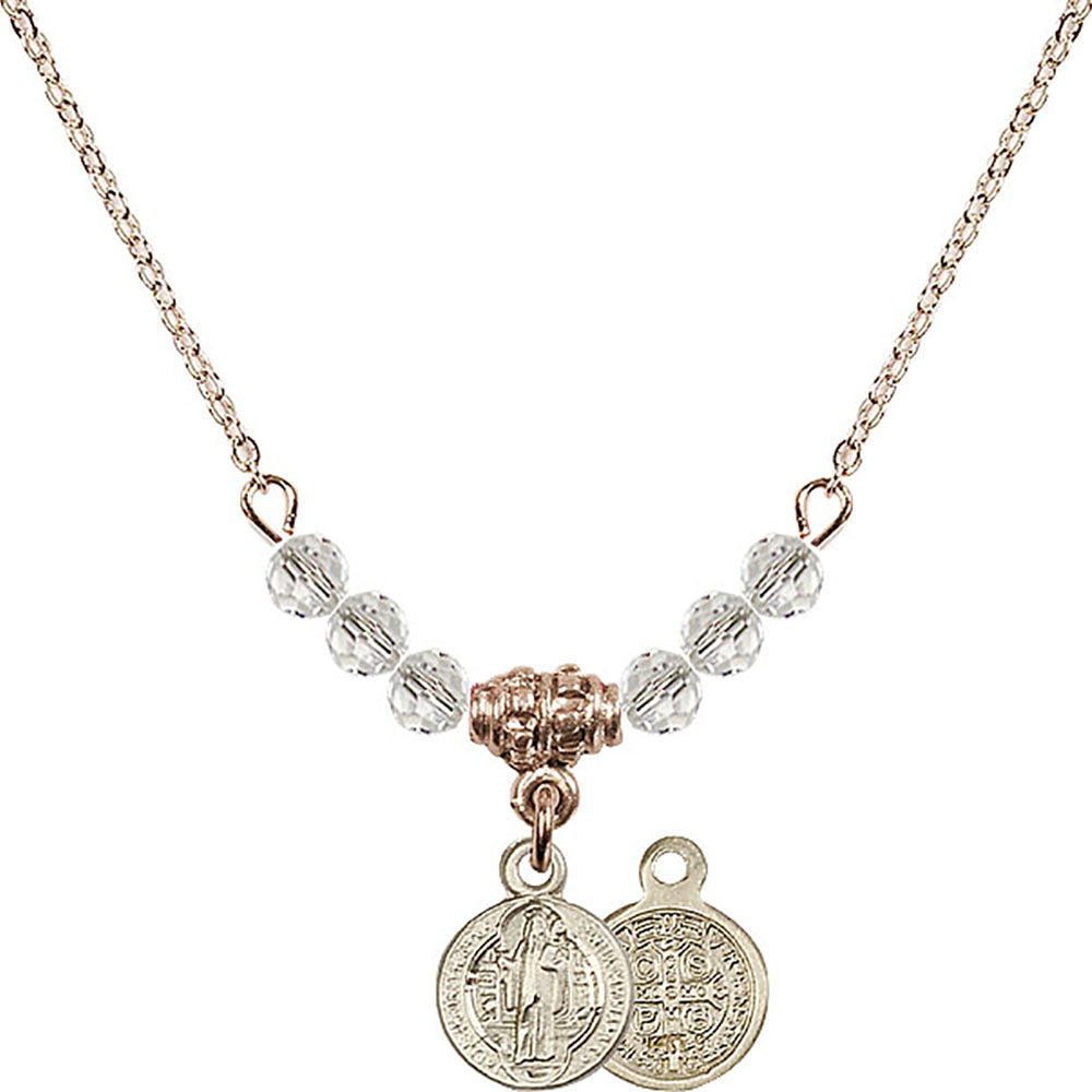 14kt Gold Filled Saint Benedict Birthstone Necklace with Crystal Beads - 2341