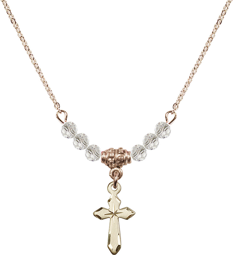 14kt Gold Filled Cross Birthstone Necklace with Crystal Beads - 2529