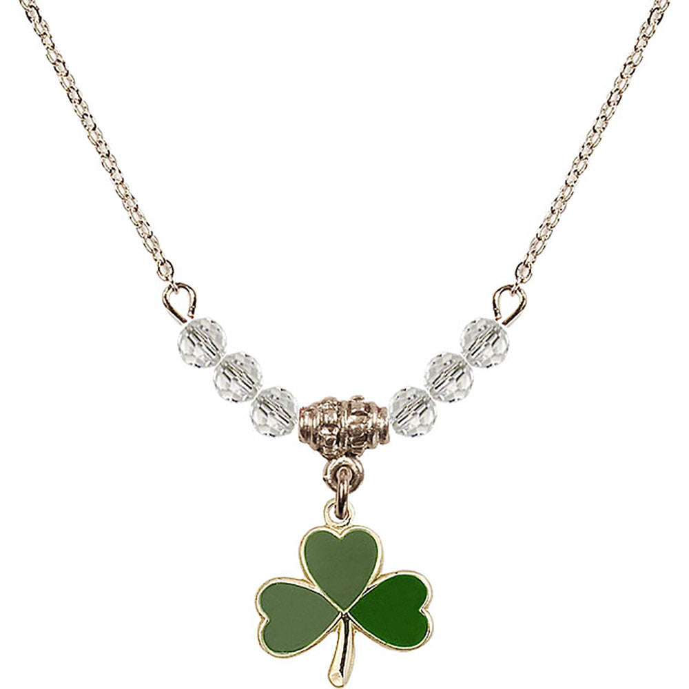 14kt Gold Filled Shamrock Birthstone Necklace with Crystal Beads - 5243
