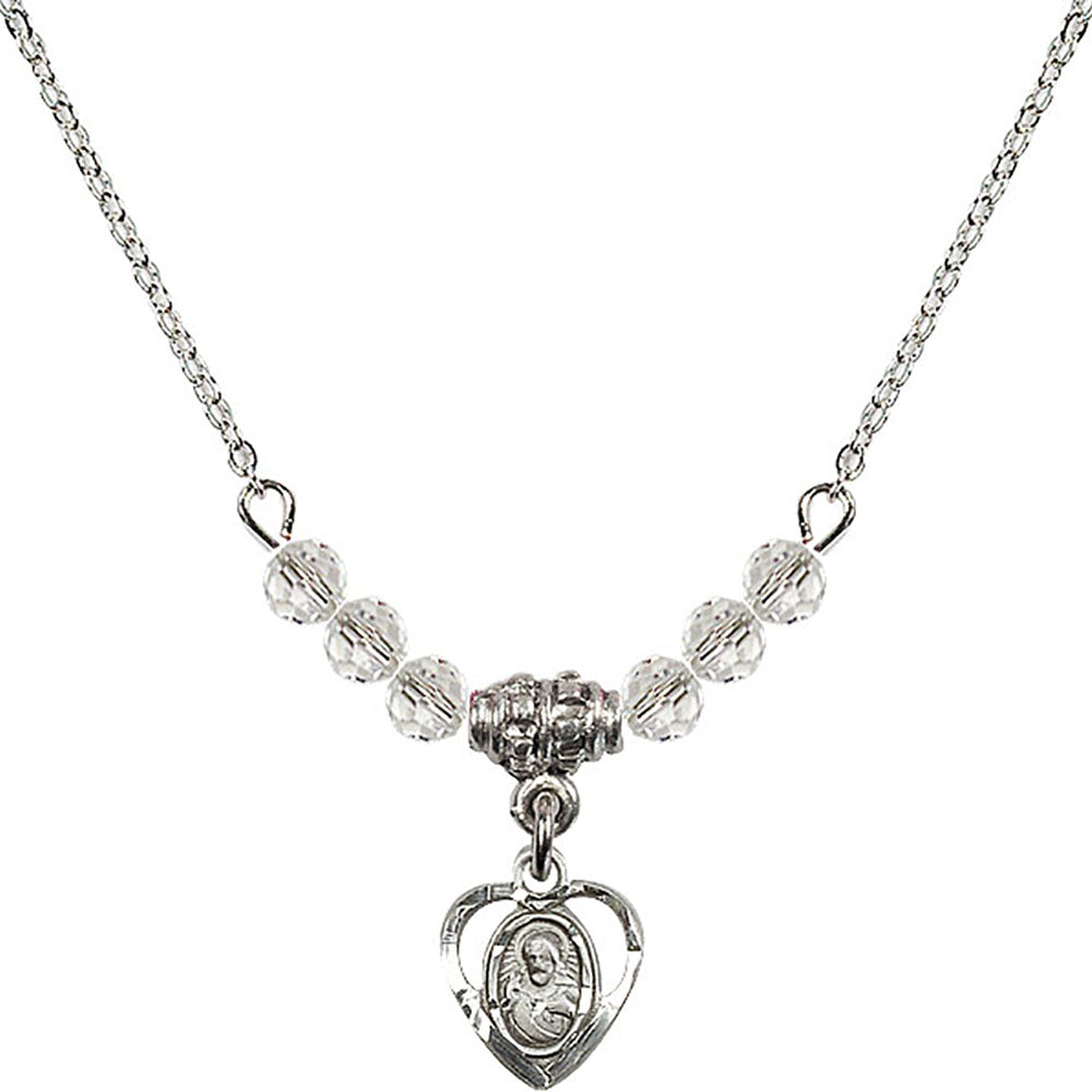 Sterling Silver Scapular Birthstone Necklace with Crystal Beads - 5402