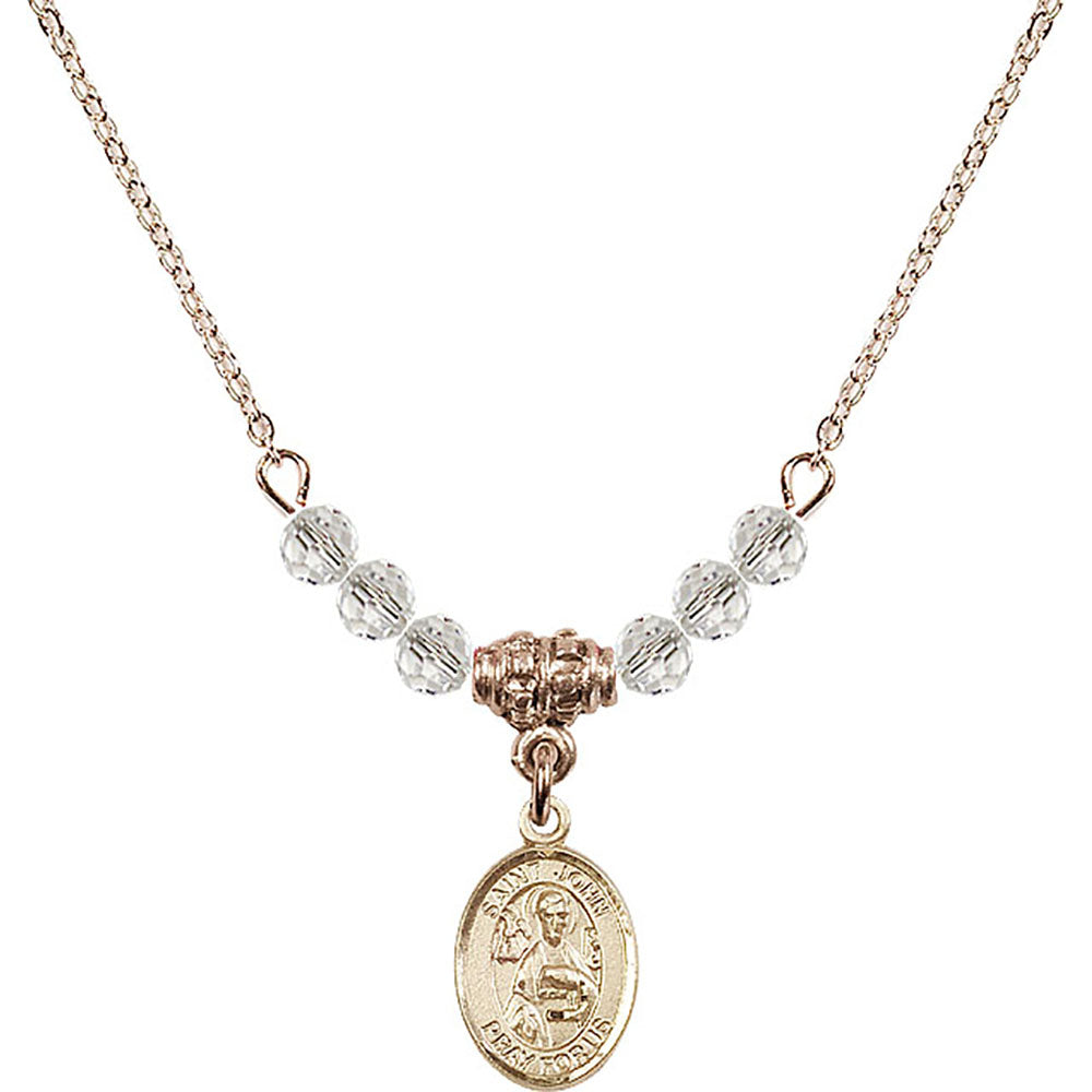 14kt Gold Filled Saint John the Apostle Birthstone Necklace with Crystal Beads - 9056