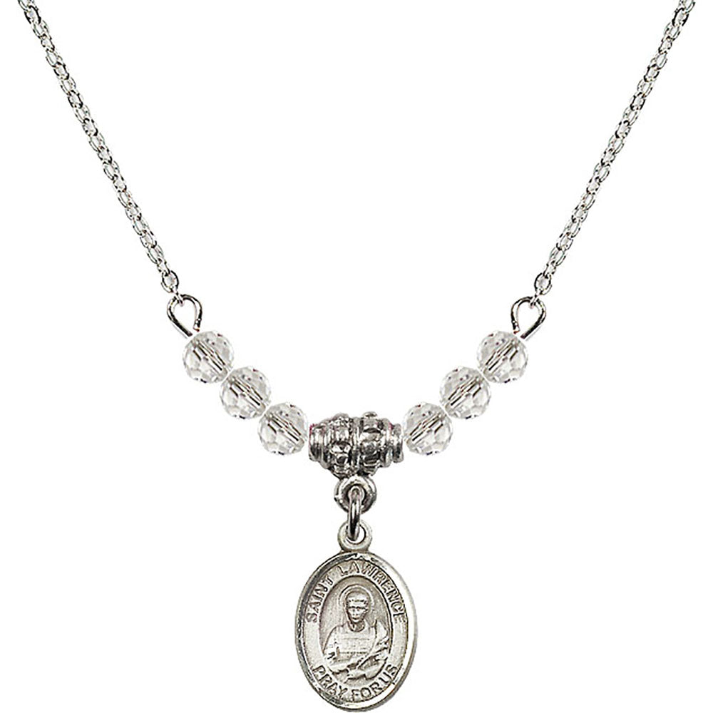 Sterling Silver Saint Lawrence Birthstone Necklace with Crystal Beads - 9063