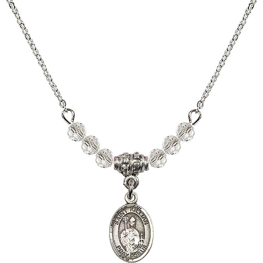 Sterling Silver Saint Kilian Birthstone Necklace with Crystal Beads - 9067