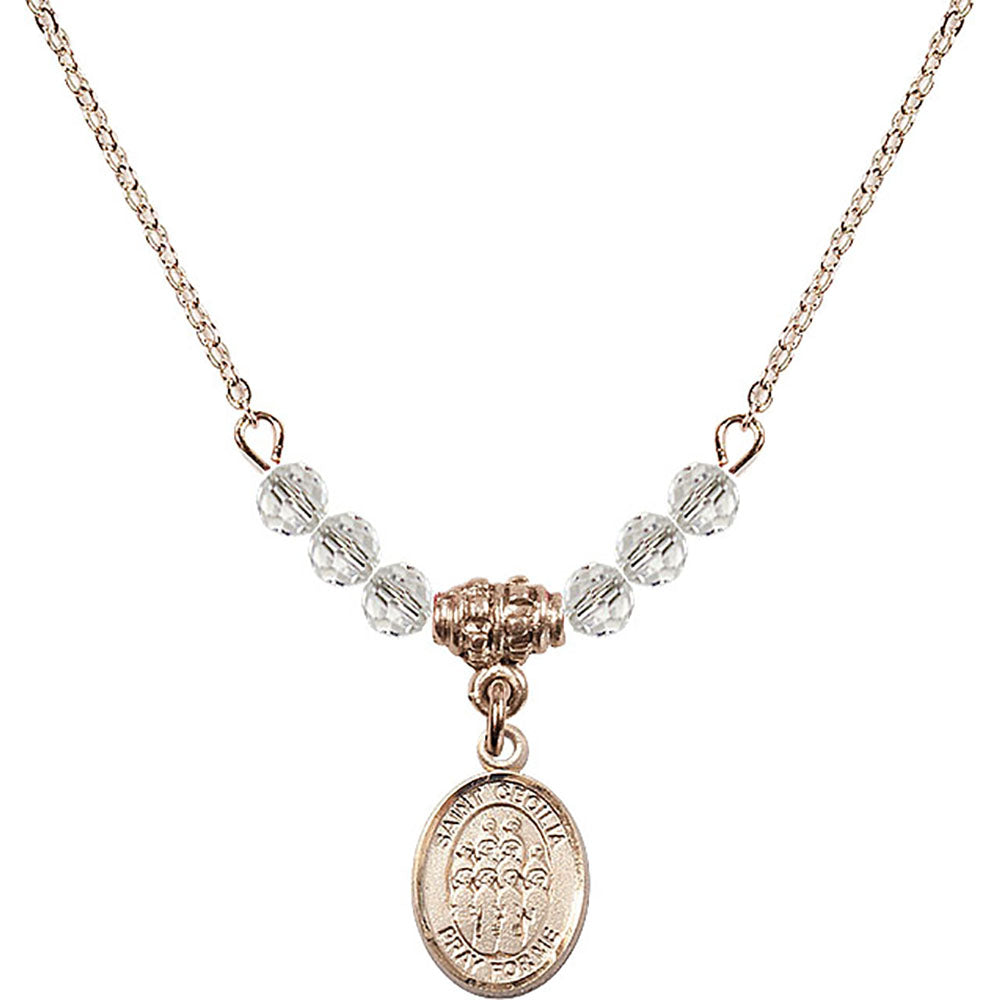 14kt Gold Filled Saint Cecilia / Choir Birthstone Necklace with Crystal Beads - 9180