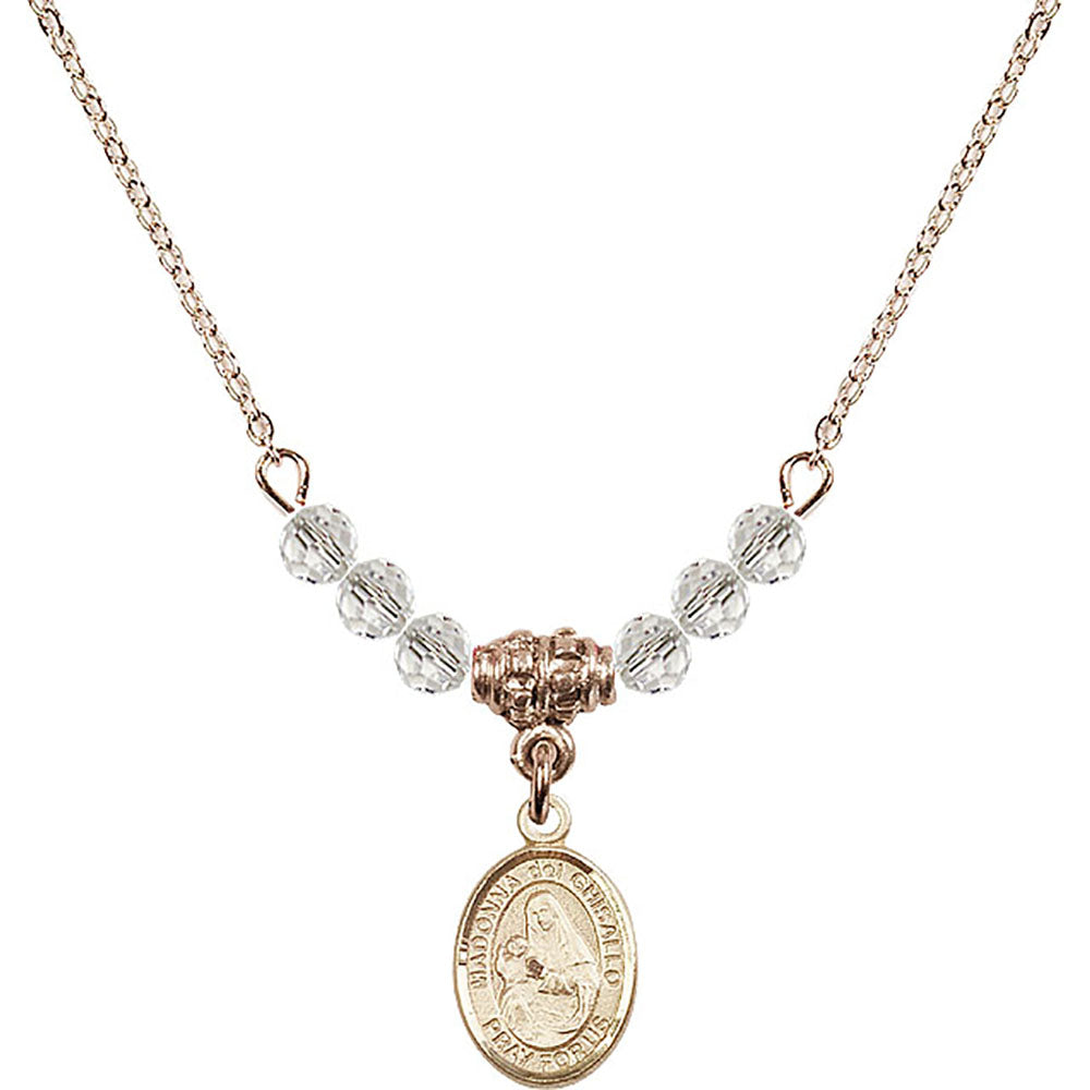 14kt Gold Filled Madonna del Ghisallo Birthstone Necklace with Crystal Beads - 9203