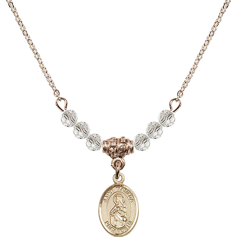 14kt Gold Filled Saint Matilda Birthstone Necklace with Crystal Beads - 9239