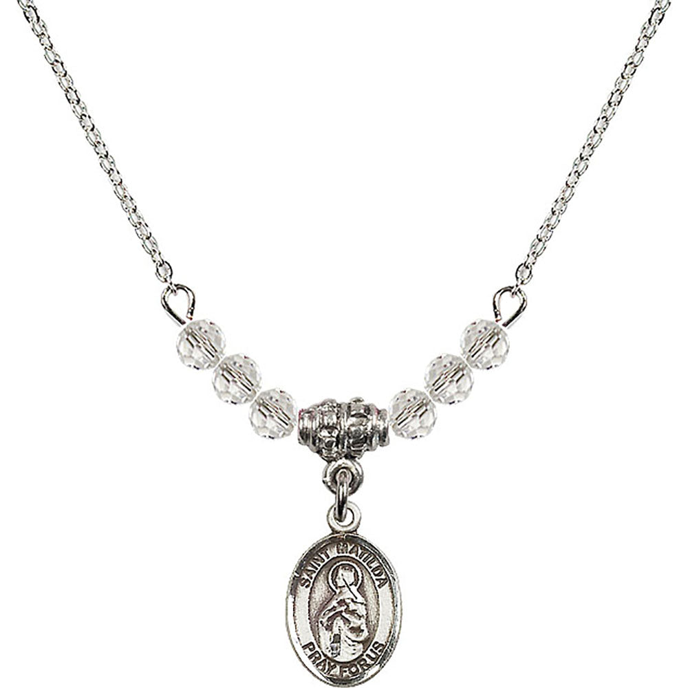 Sterling Silver Saint Matilda Birthstone Necklace with Crystal Beads - 9239