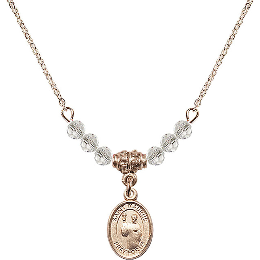 14kt Gold Filled Saint Maurus Birthstone Necklace with Crystal Beads - 9241