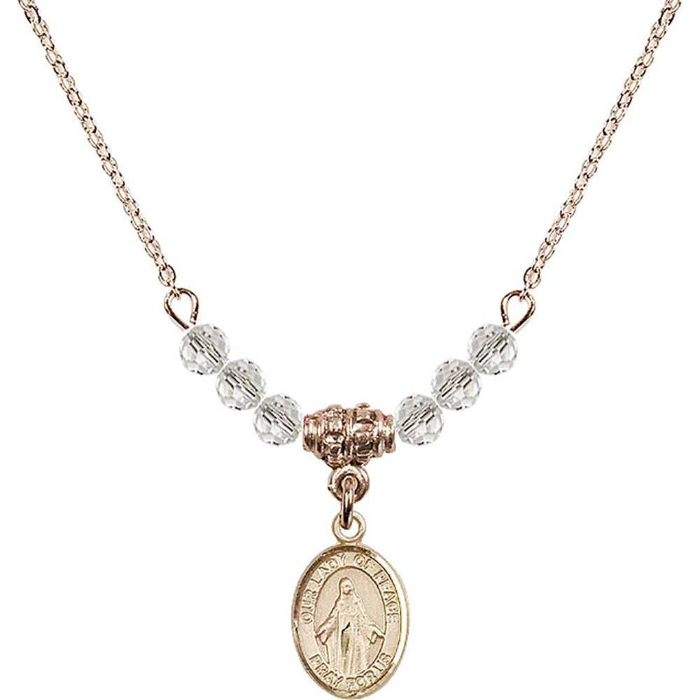 14kt Gold Filled Our Lady of Peace Birthstone Necklace with Crystal Beads - 9245