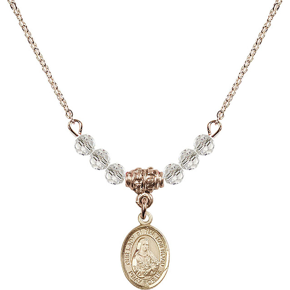14kt Gold Filled Our Lady of the Railroad Birthstone Necklace with Crystal Beads - 9247