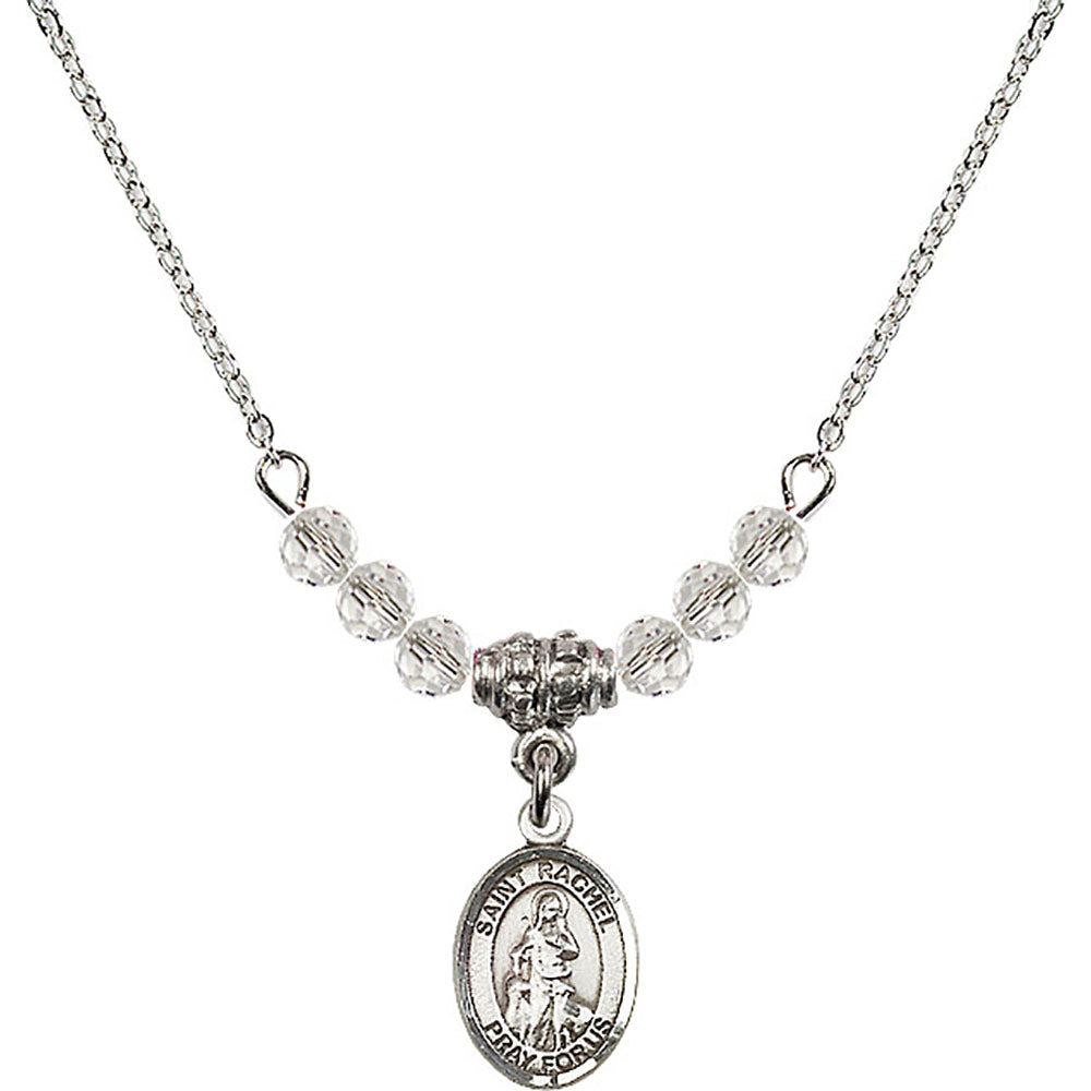Sterling Silver Saint Rachel Birthstone Necklace with Crystal Beads - 9251