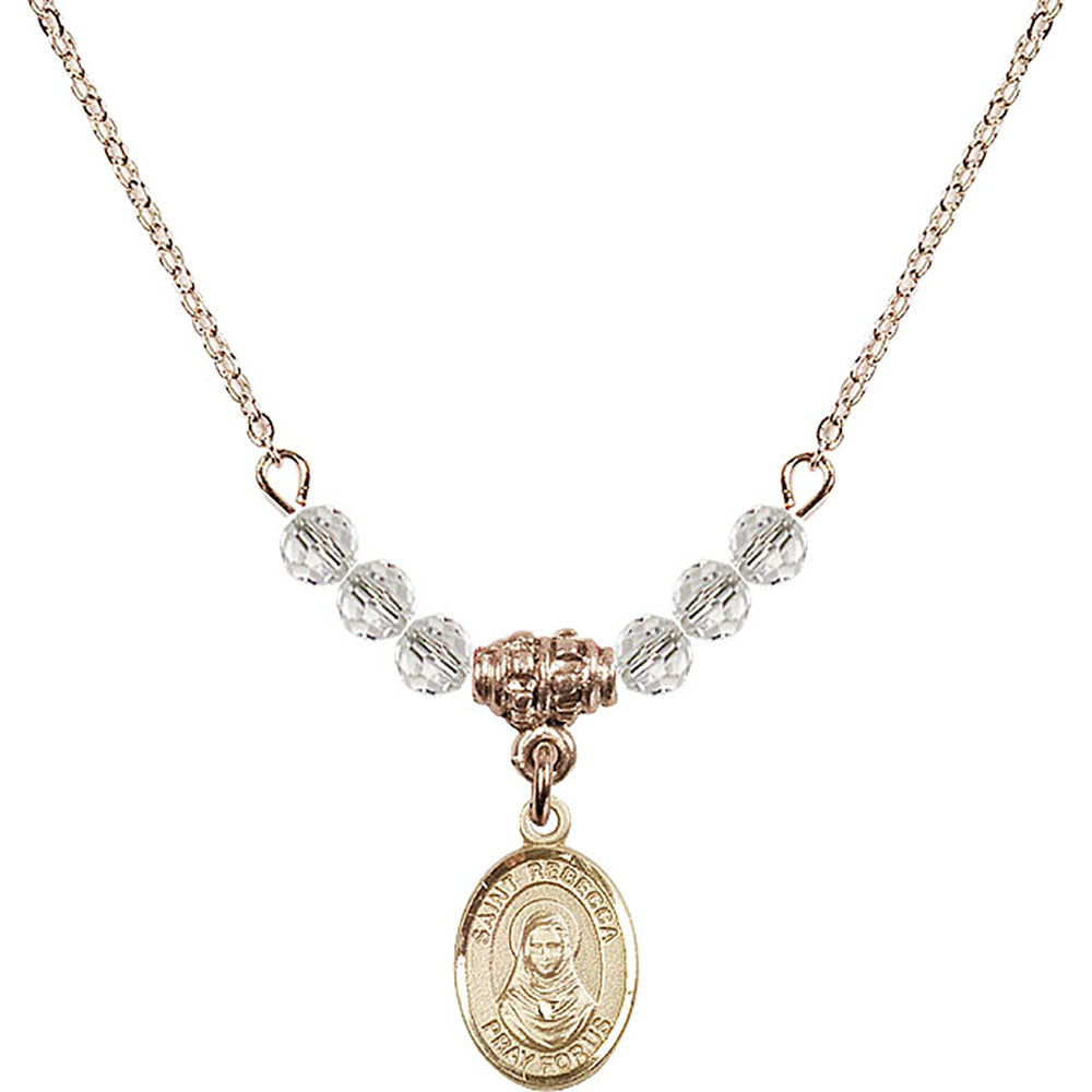 14kt Gold Filled Saint Rebecca Birthstone Necklace with Crystal Beads - 9252