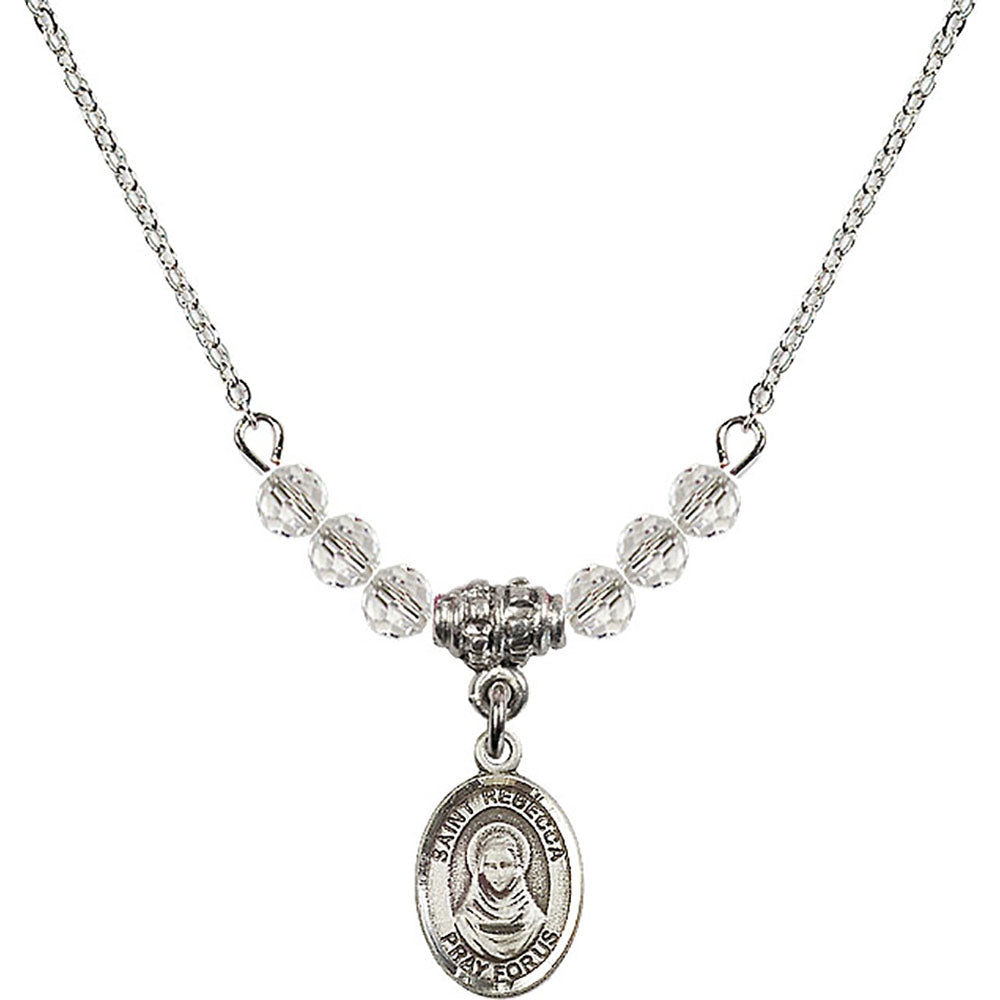 Sterling Silver Saint Rebecca Birthstone Necklace with Crystal Beads - 9252