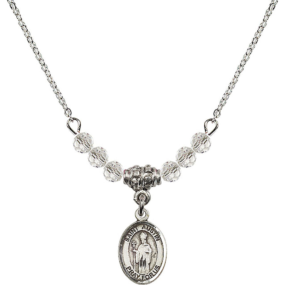 Sterling Silver Saint Austin Birthstone Necklace with Crystal Beads - 9256