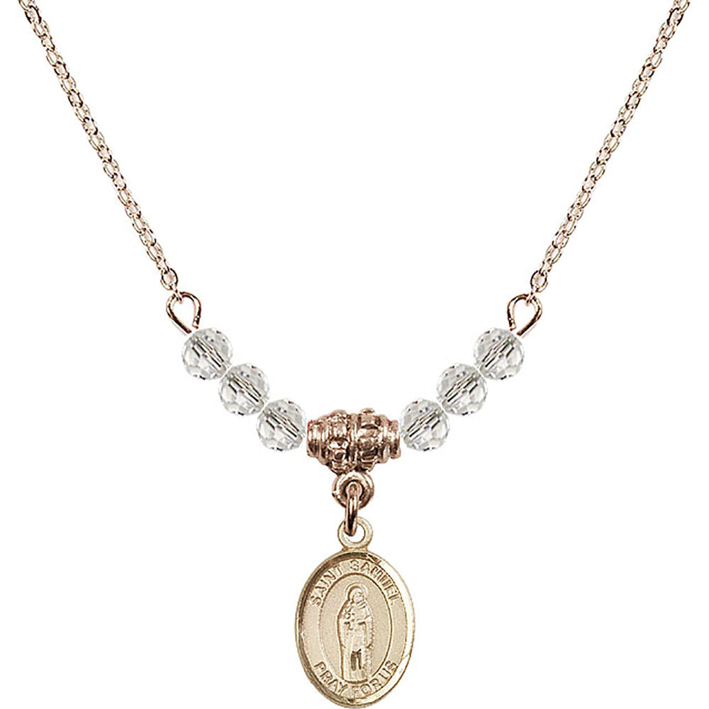 14kt Gold Filled Saint Samuel Birthstone Necklace with Crystal Beads - 9259