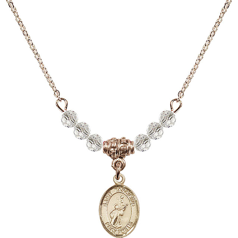 14kt Gold Filled Saint Tarcisius Birthstone Necklace with Crystal Beads - 9261