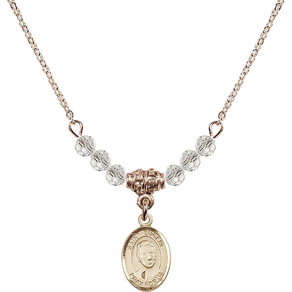 14kt Gold Filled Saint Eugene de Mazenod Birthstone Necklace with Crystal Beads - 9266
