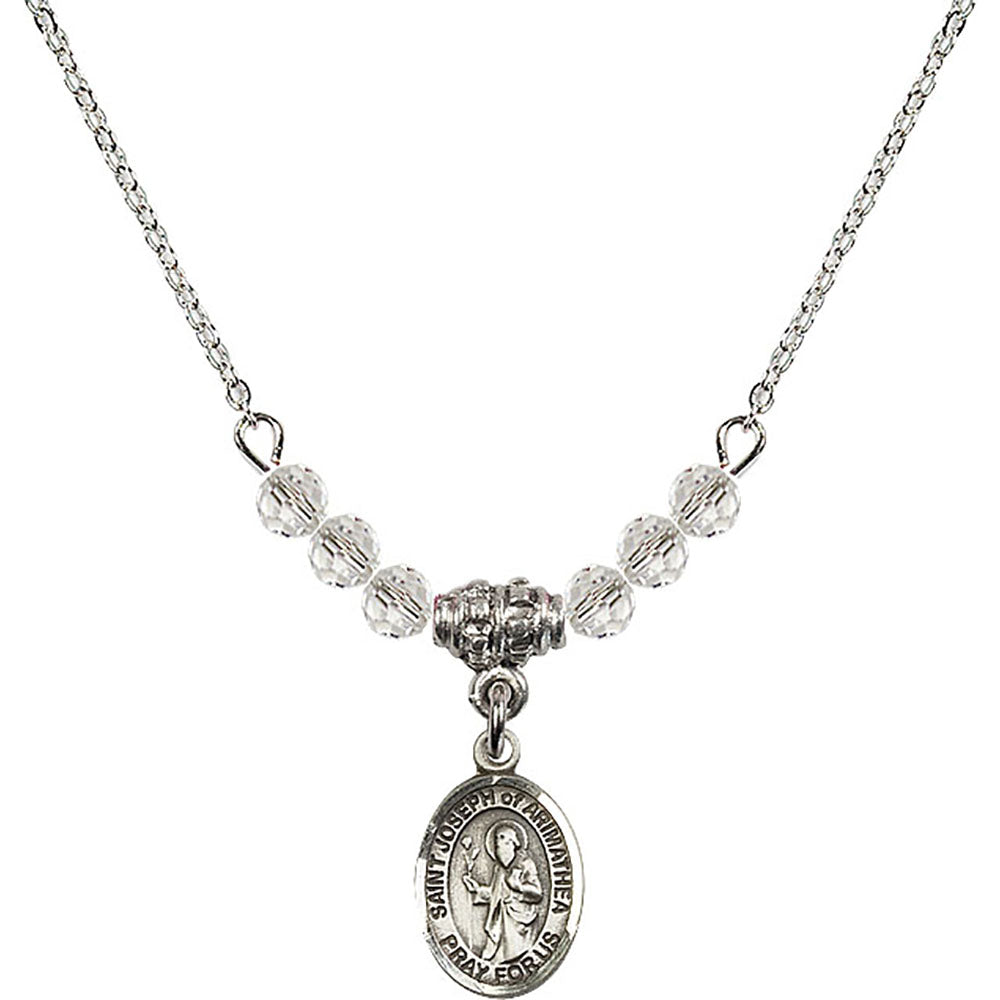 Sterling Silver Saint Joseph of Arimathea Birthstone Necklace with Crystal Beads - 9300