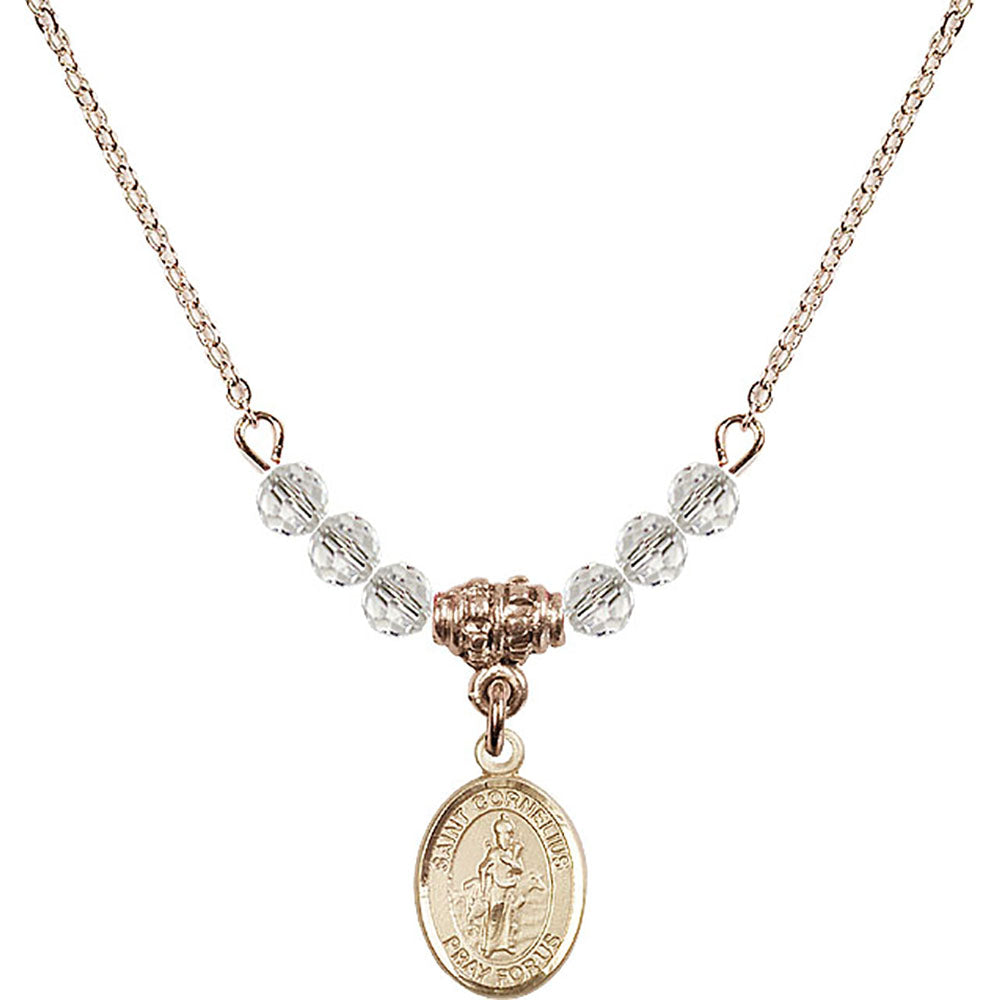 14kt Gold Filled Saint Cornelius Birthstone Necklace with Crystal Beads - 9325
