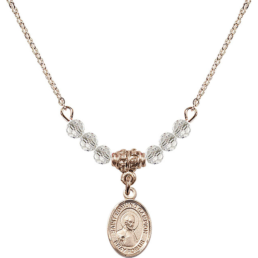 14kt Gold Filled Saint Edmund Campion Birthstone Necklace with Crystal Beads - 9333