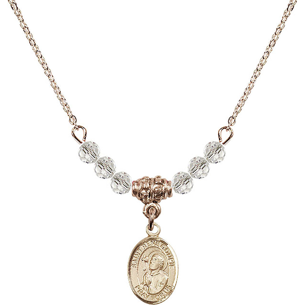 14kt Gold Filled Saint Rene Goupil Birthstone Necklace with Crystal Beads - 9334