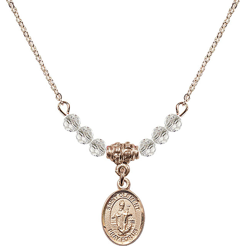 14kt Gold Filled Saint Clement Birthstone Necklace with Crystal Beads - 9340
