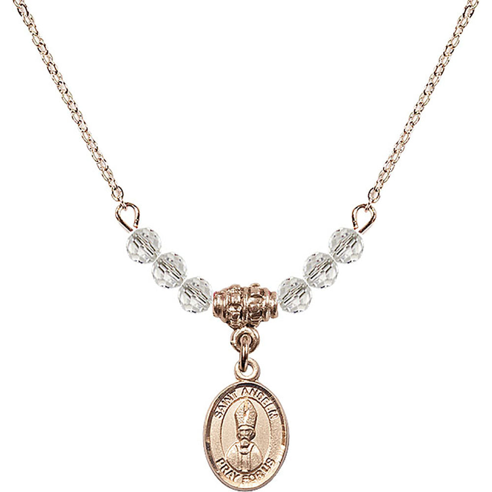 14kt Gold Filled Saint Anselm of Canterbury Birthstone Necklace with Crystal Beads - 9342