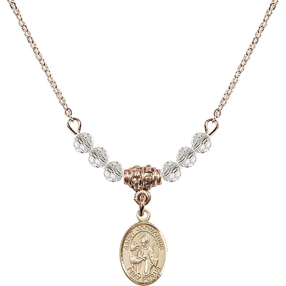 14kt Gold Filled Saint Januarius Birthstone Necklace with Crystal Beads - 9351