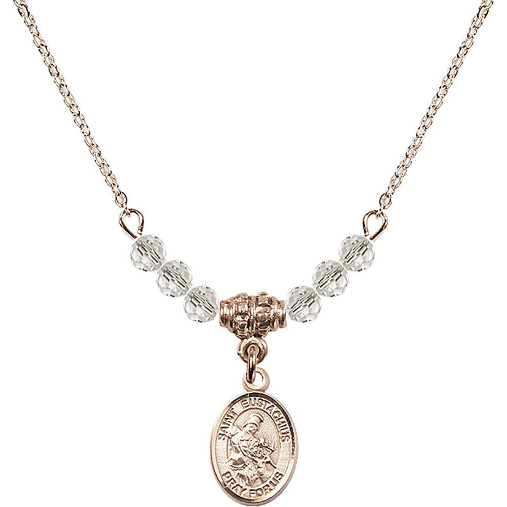 14kt Gold Filled Saint Eustachius Birthstone Necklace with Crystal Beads - 9356