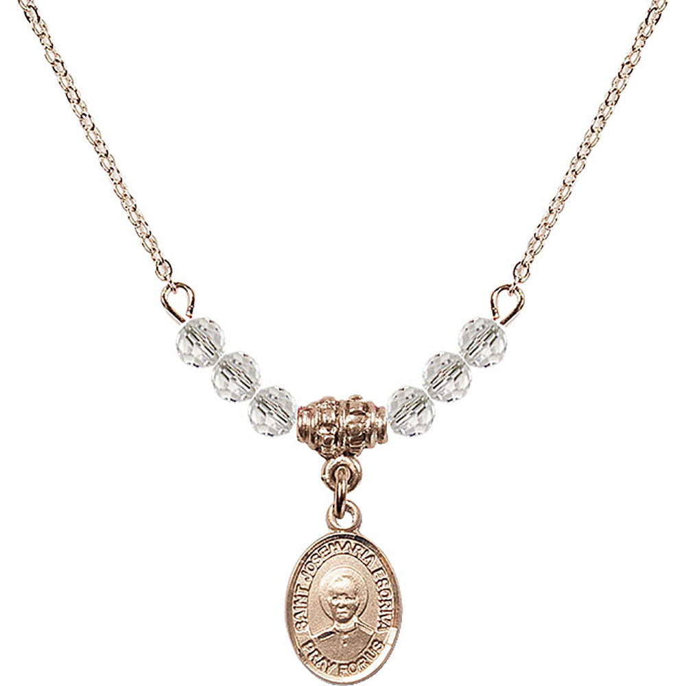 14kt Gold Filled Saint Josemaria Escriva Birthstone Necklace with Crystal Beads - 9362