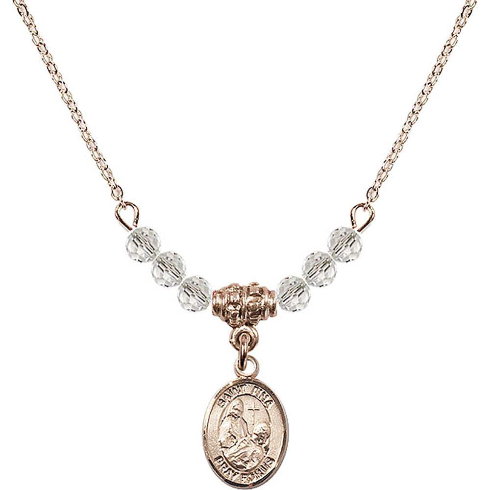 14kt Gold Filled Saint Fina Birthstone Necklace with Crystal Beads - 9364