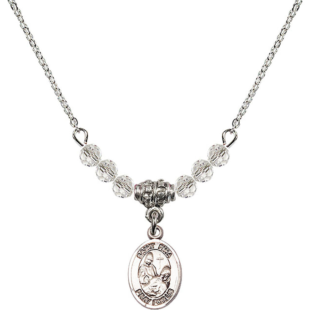 Sterling Silver Saint Fina Birthstone Necklace with Crystal Beads - 9364