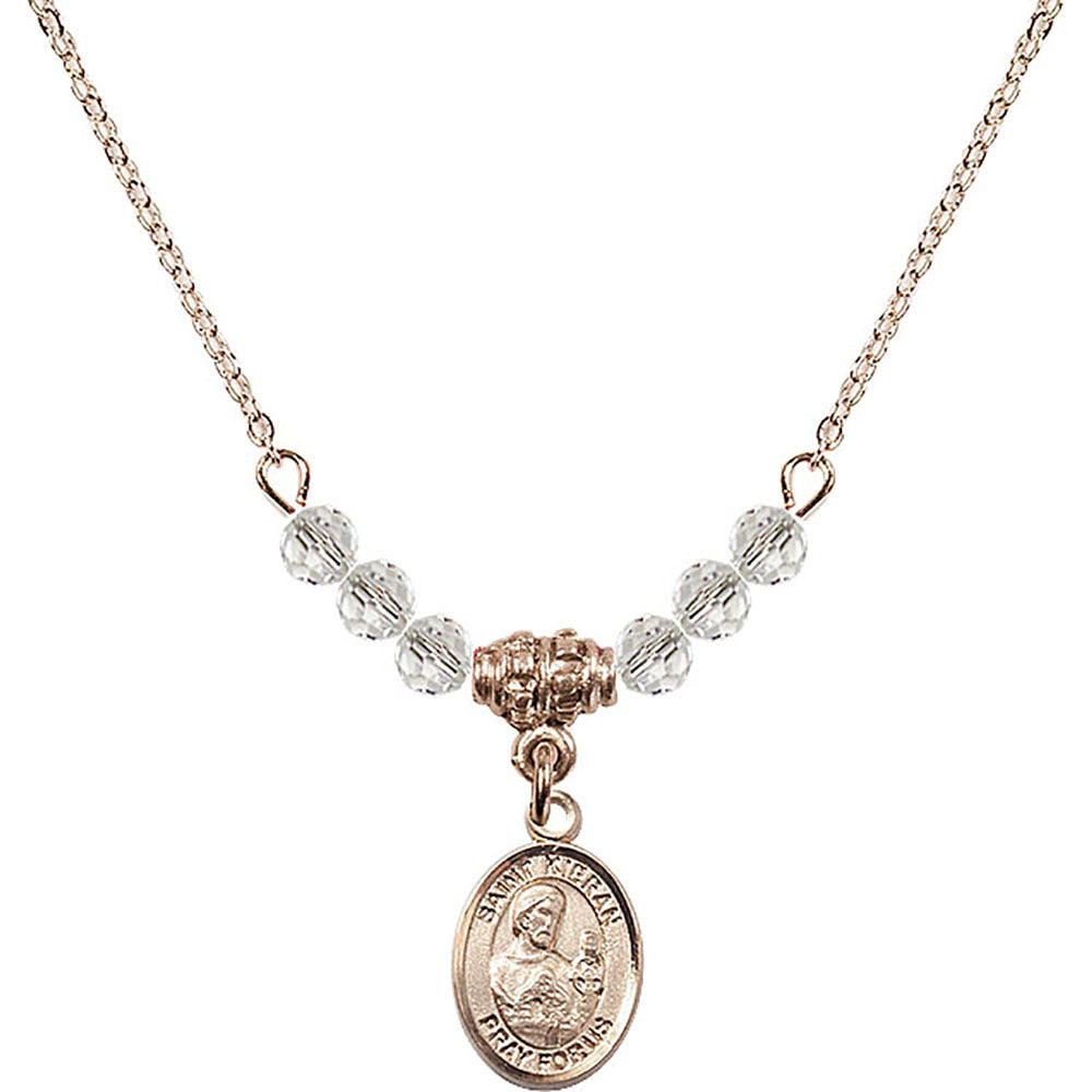14kt Gold Filled Saint Kieran Birthstone Necklace with Crystal Beads - 9367