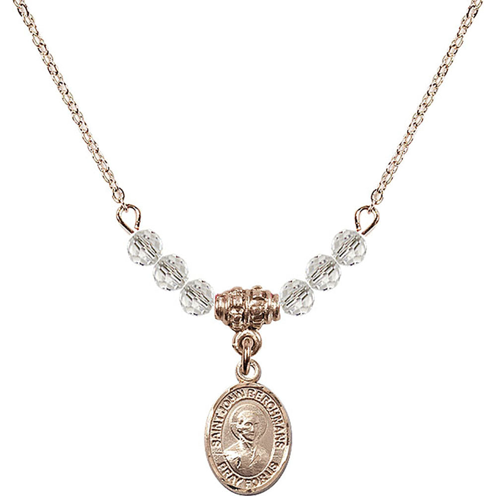 14kt Gold Filled Saint John Berchmans Birthstone Necklace with Crystal Beads - 9370