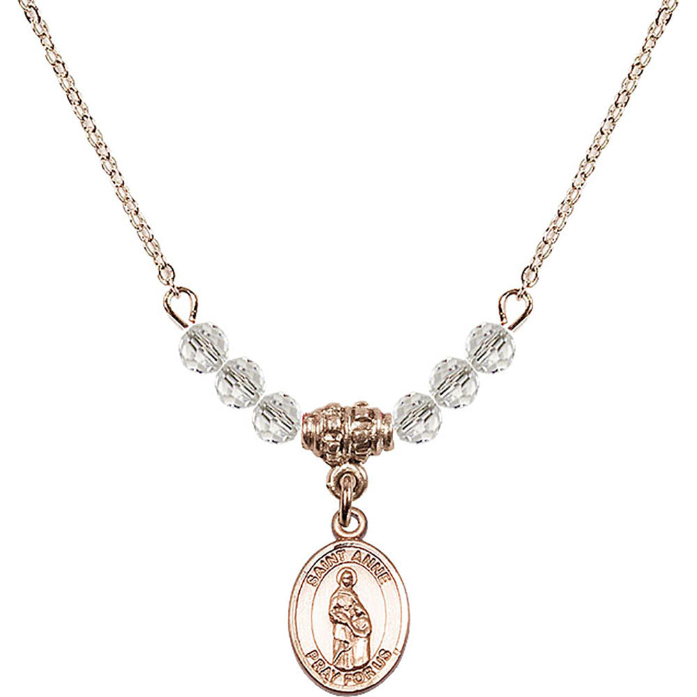 14kt Gold Filled Saint Anne Birthstone Necklace with Crystal Beads - 9374