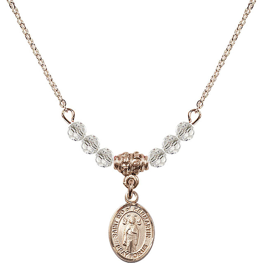 14kt Gold Filled Saint Ivo of Kelmartin Birthstone Necklace with Crystal Beads - 9384