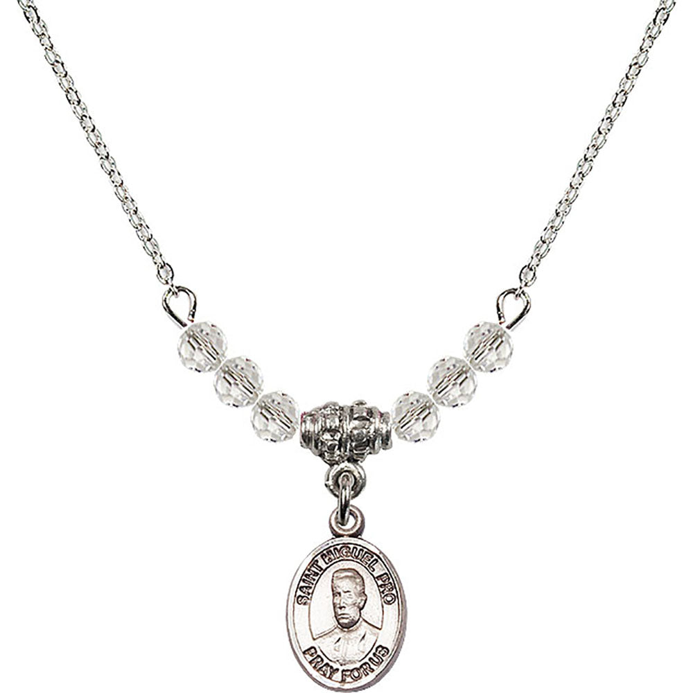 Sterling Silver Blessed Miguel Pro Birthstone Necklace with Crystal Beads - 9389