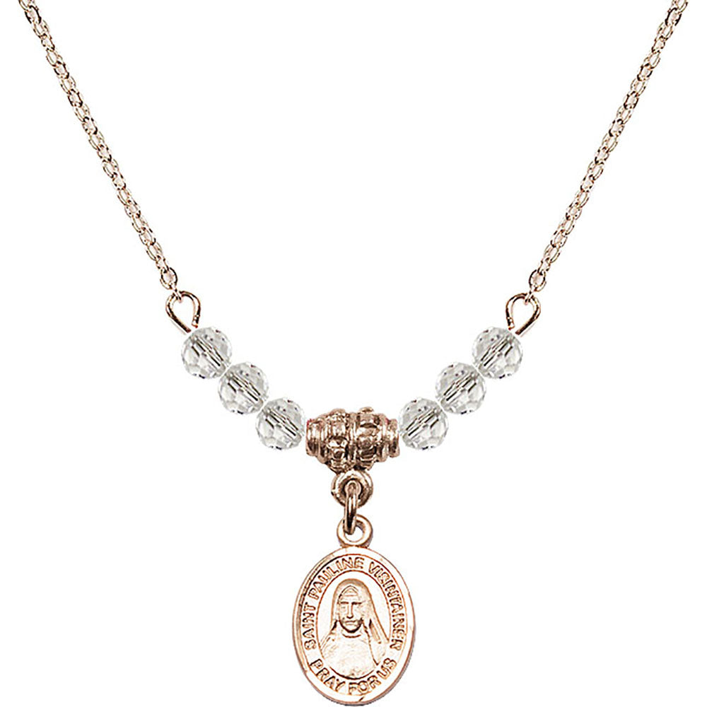 14kt Gold Filled Saint Pauline Visintainer Birthstone Necklace with Crystal Beads - 9391