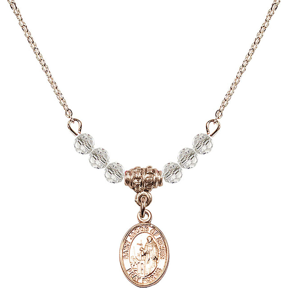 14kt Gold Filled Saint Jacob of Nisibis Birthstone Necklace with Crystal Beads - 9392